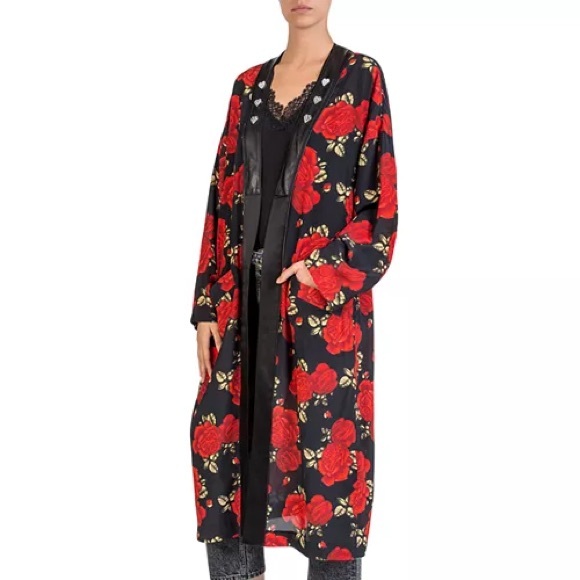 The Kooples Silk Sleeping Roses Printed Kimono - Picture 10 of 12